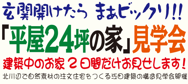 加須市で玄関開けたらまあビックリ!!「平屋24坪の家」構造見学会開催1